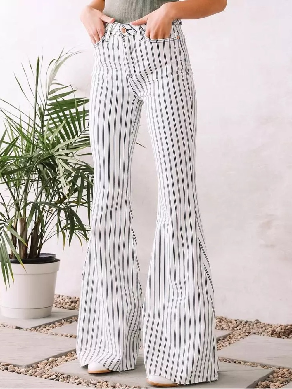 Judy Blue Ultra High Rise Striped Super Flare Jean